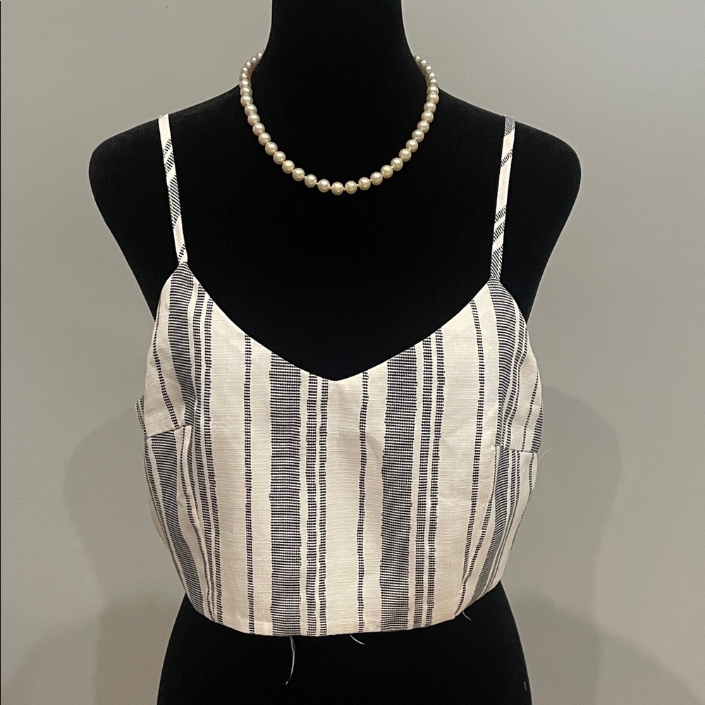 Striped navy blue and White Women's Top